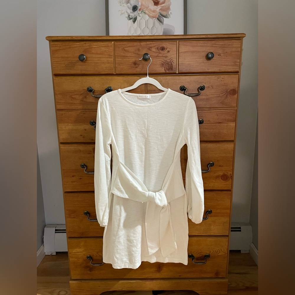 White dress with tie waist